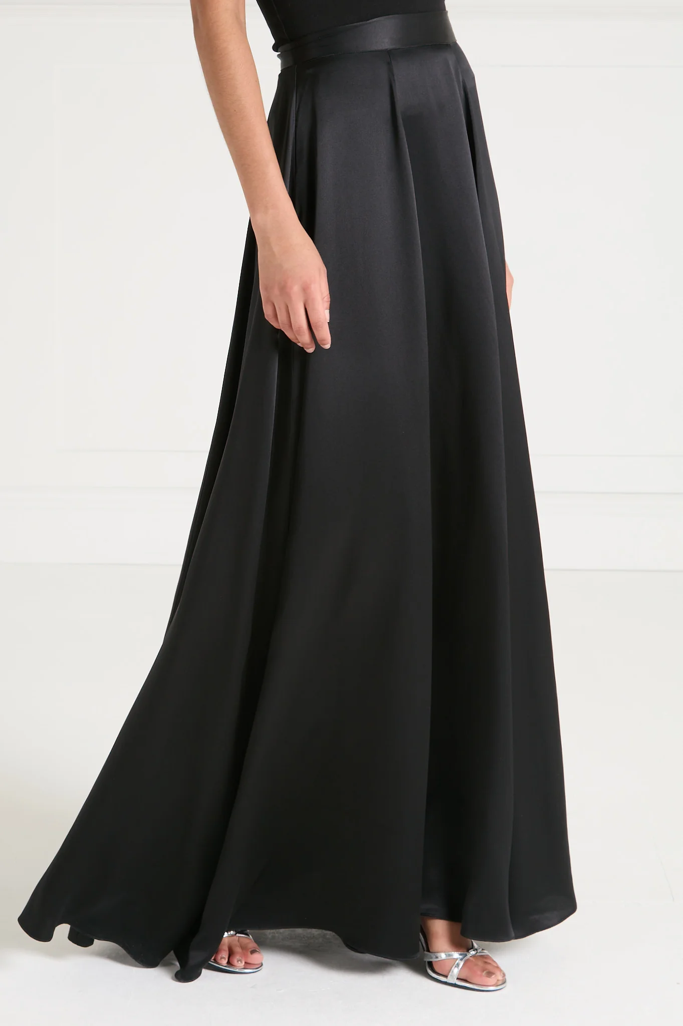 Amerie Satin Skirt - Black - Image 3