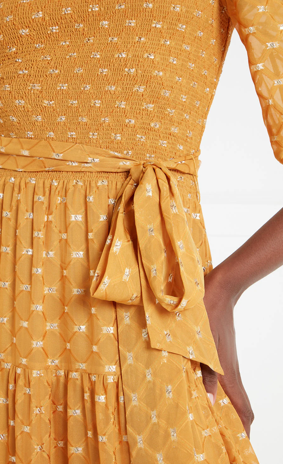 Angelico Off Shoulder Dress - Amber Gold - Image 6