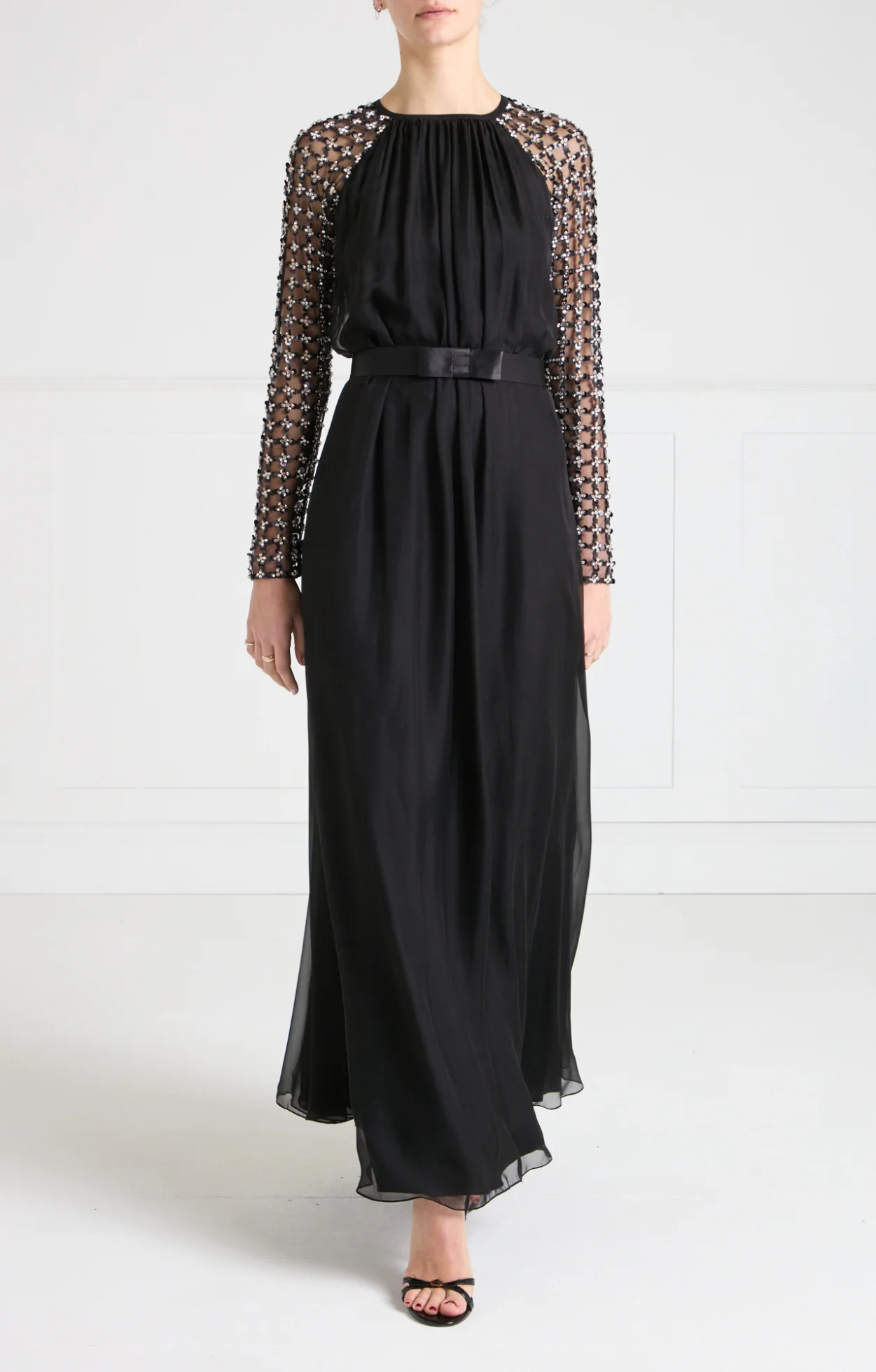 Angelli Lattice Long Dress - Black - Image 3
