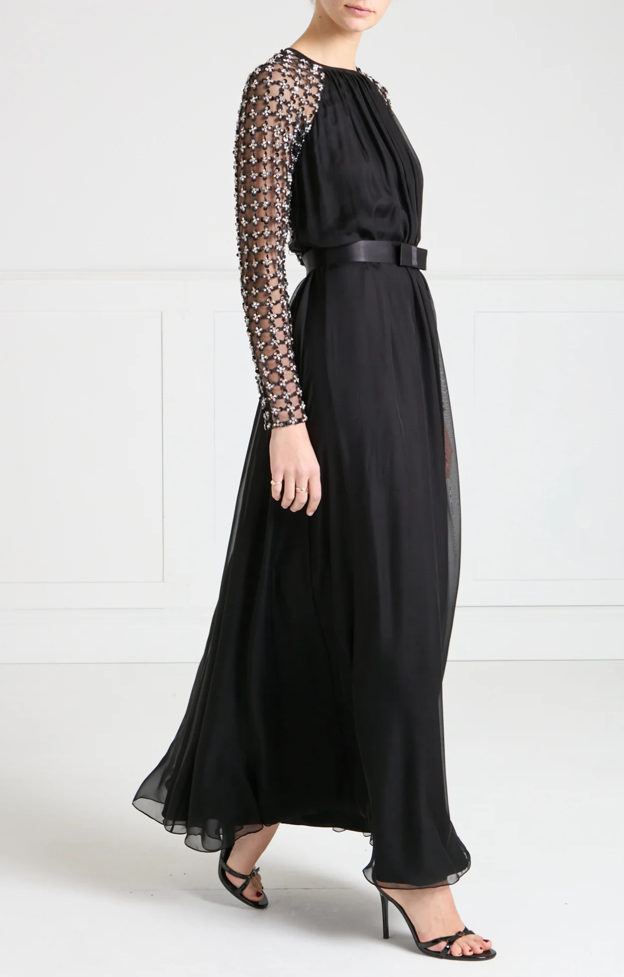 Angelli Lattice Long Dress - Black - Image 6