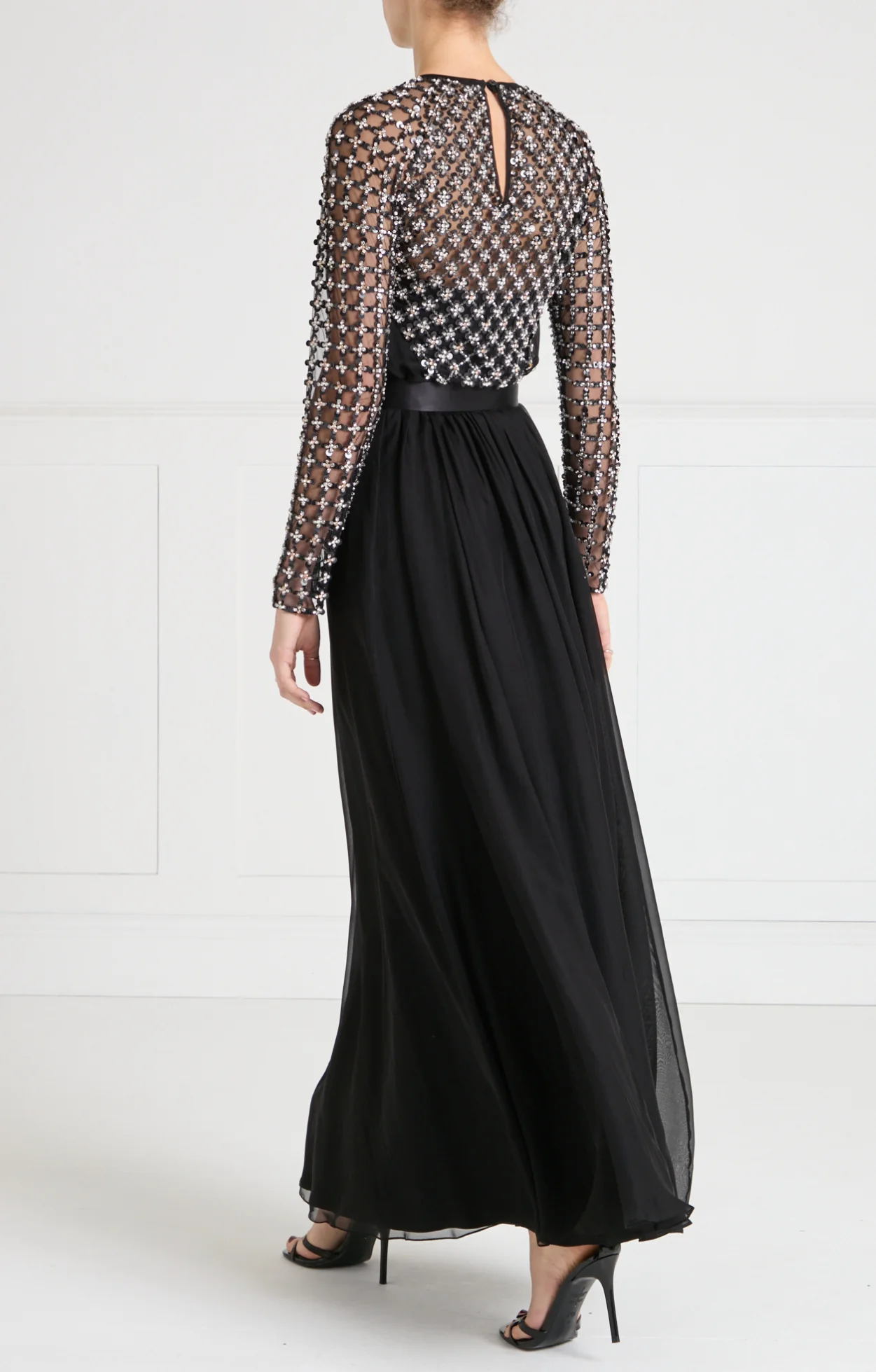 Angelli Lattice Long Dress - Black - Image 7
