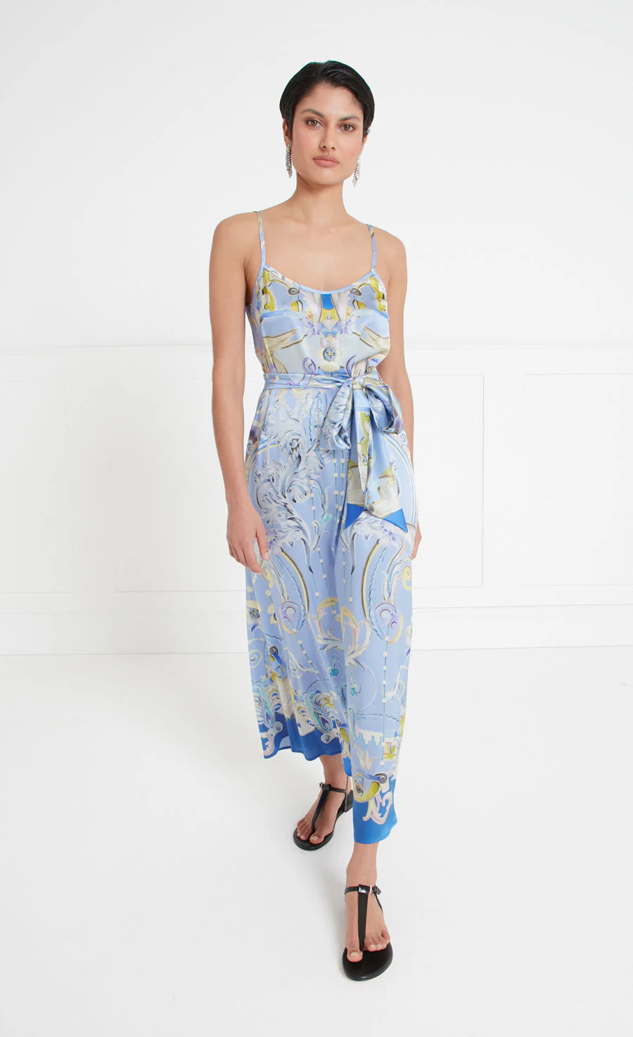 Carline Print Slip Dress - Vista Blue - Image 2