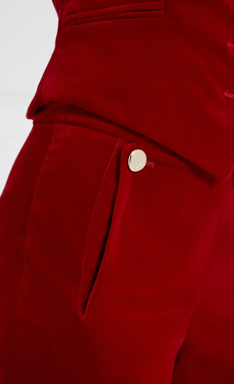 Clove Velvet Waisted Trousers - Scarlet - Image 3