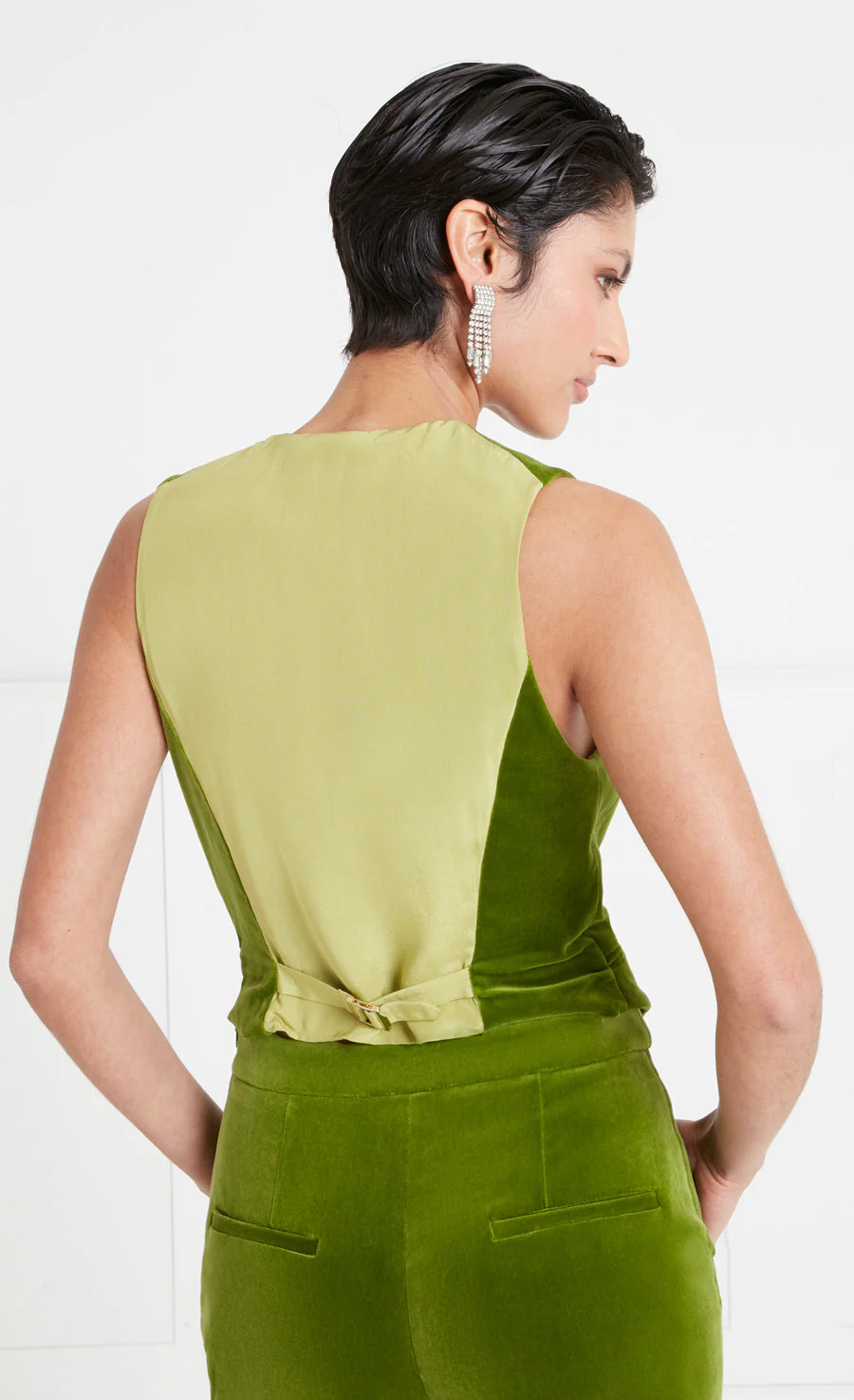 Clove Velvet Waistcoat - Chartreuse - Image 4