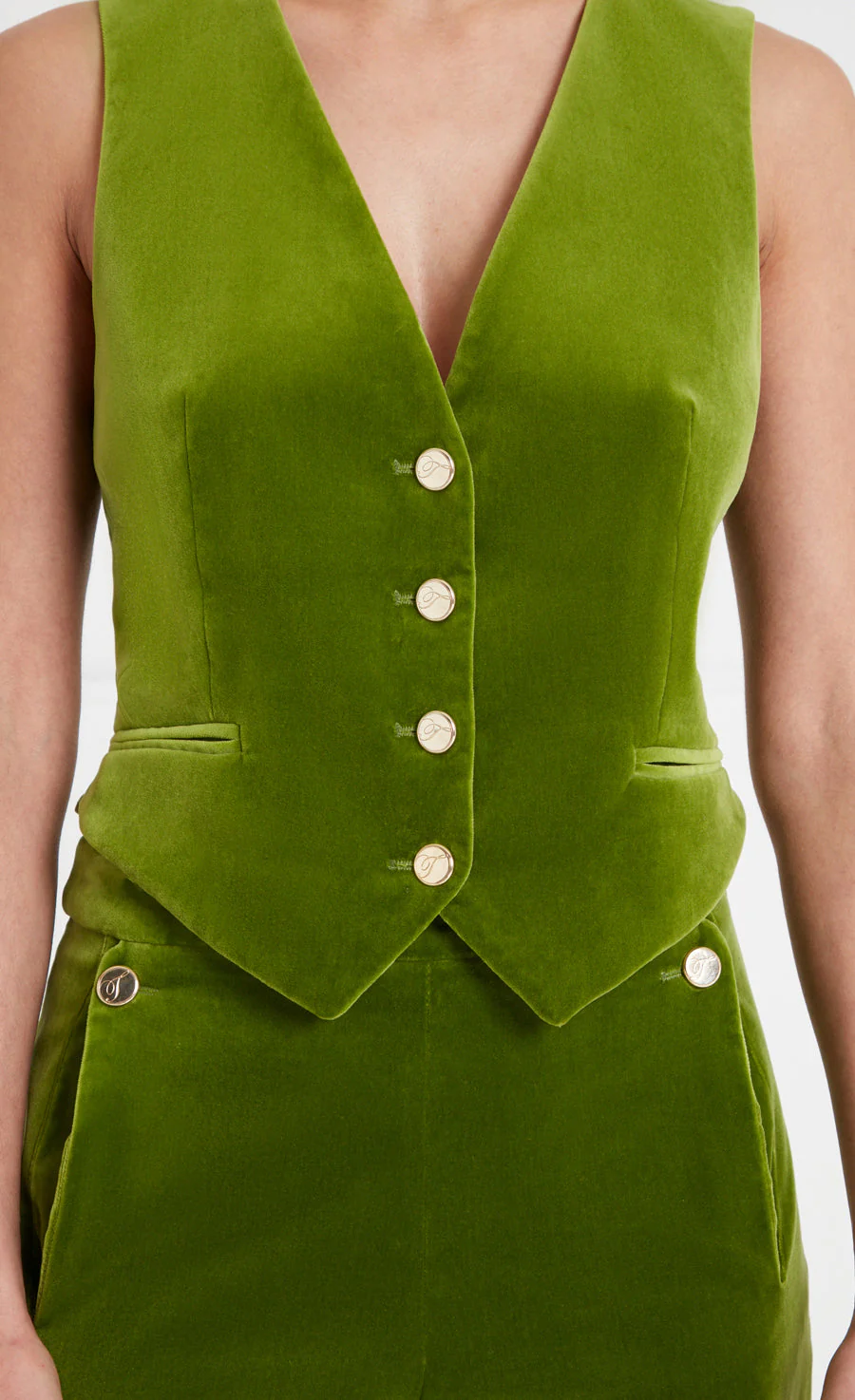 Clove Velvet Waistcoat - Chartreuse - Image 6