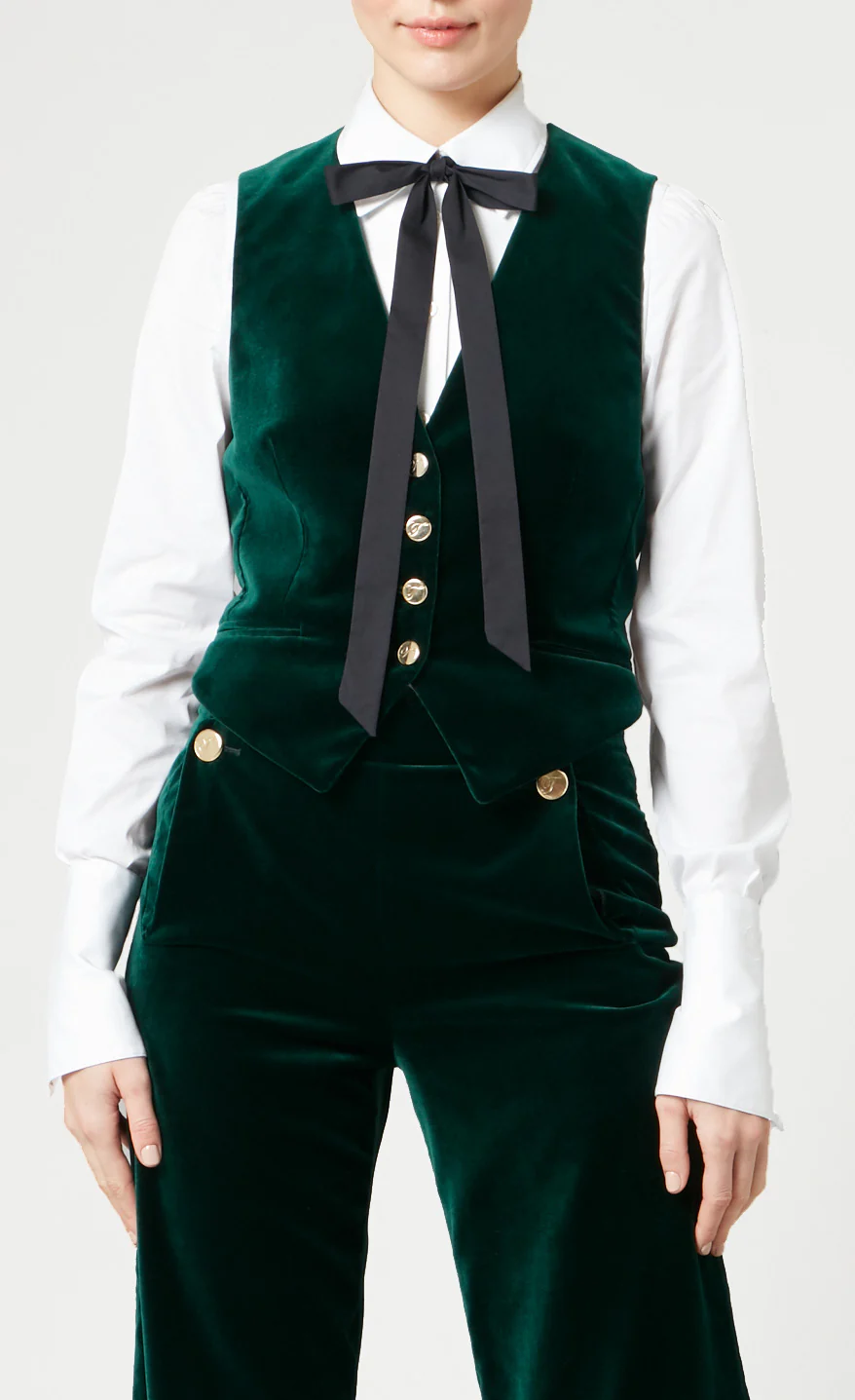 Clove Velvet Waistcoat - Emerald - Image 2