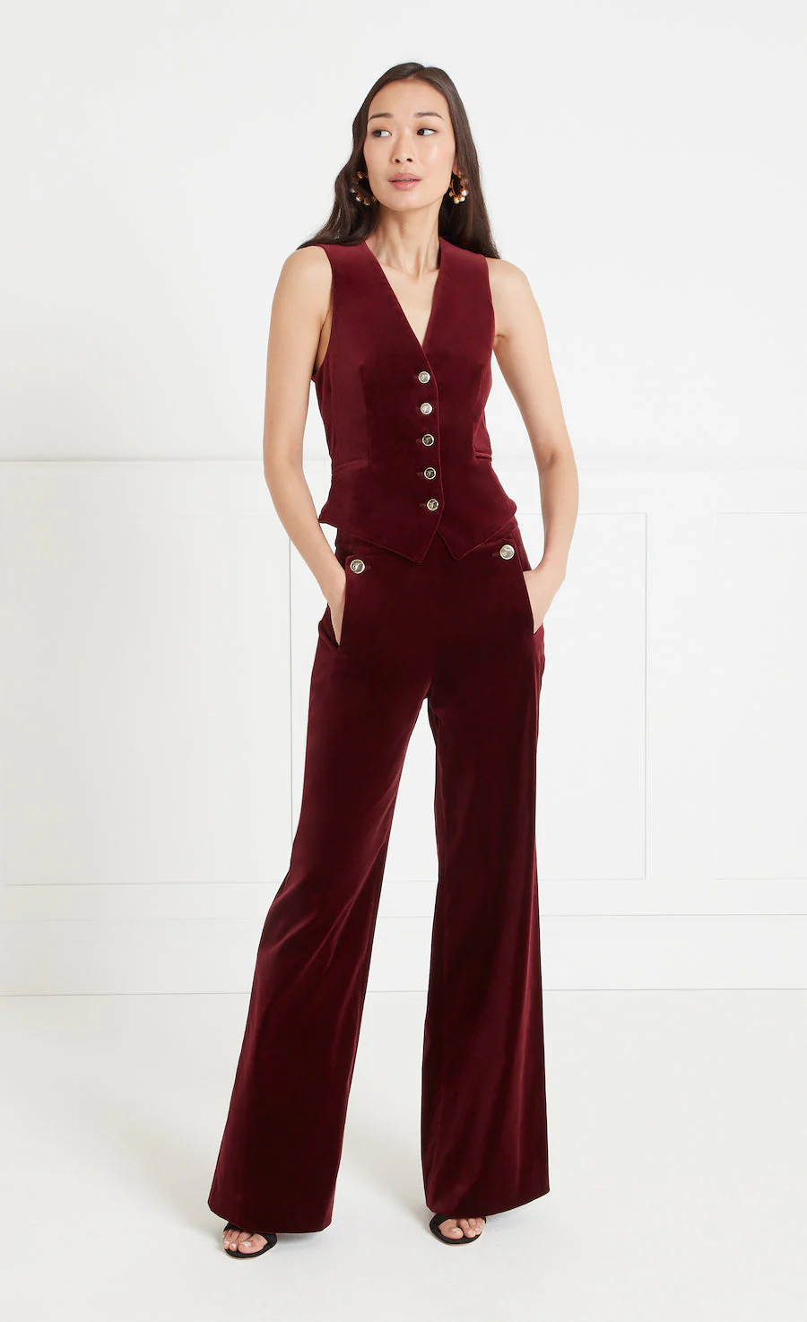 Clove Velvet Waistcoat - Fig - Image 3