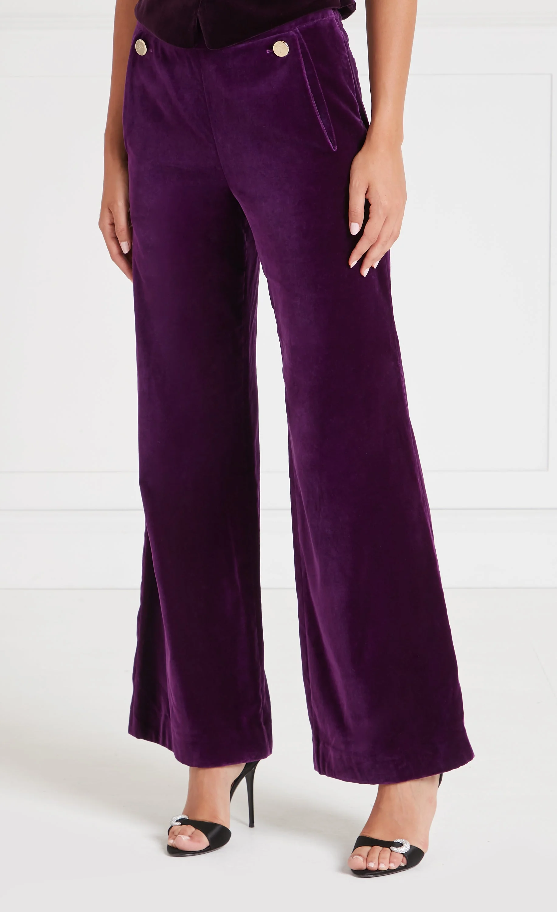 Clove Velvet Waisted Trousers - Dark Amethyst - Image 3
