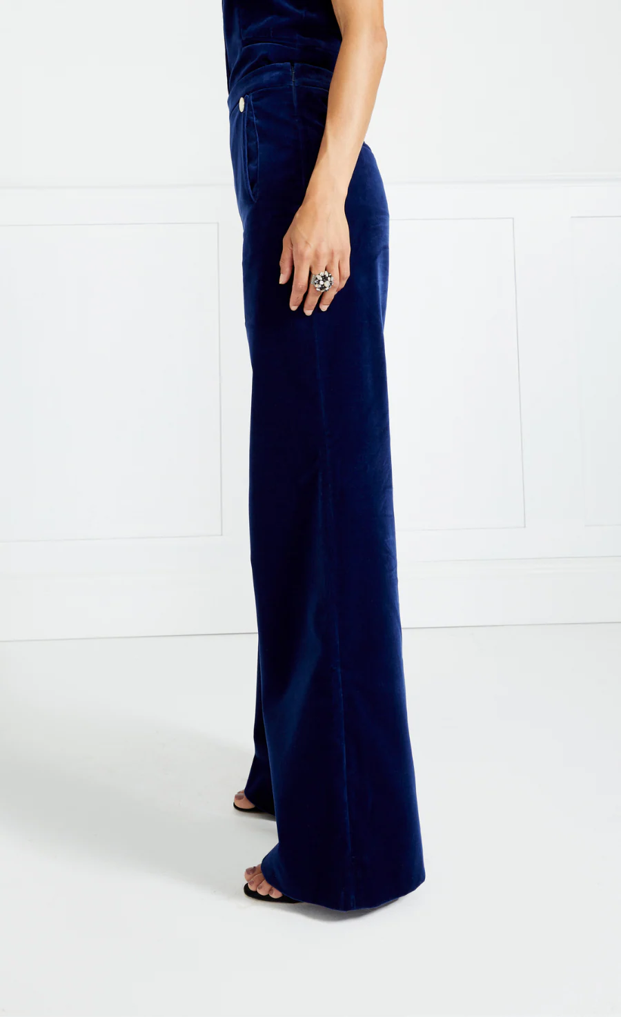 Clove Velvet Waisted Trousers - Dark Sapphire - Image 5