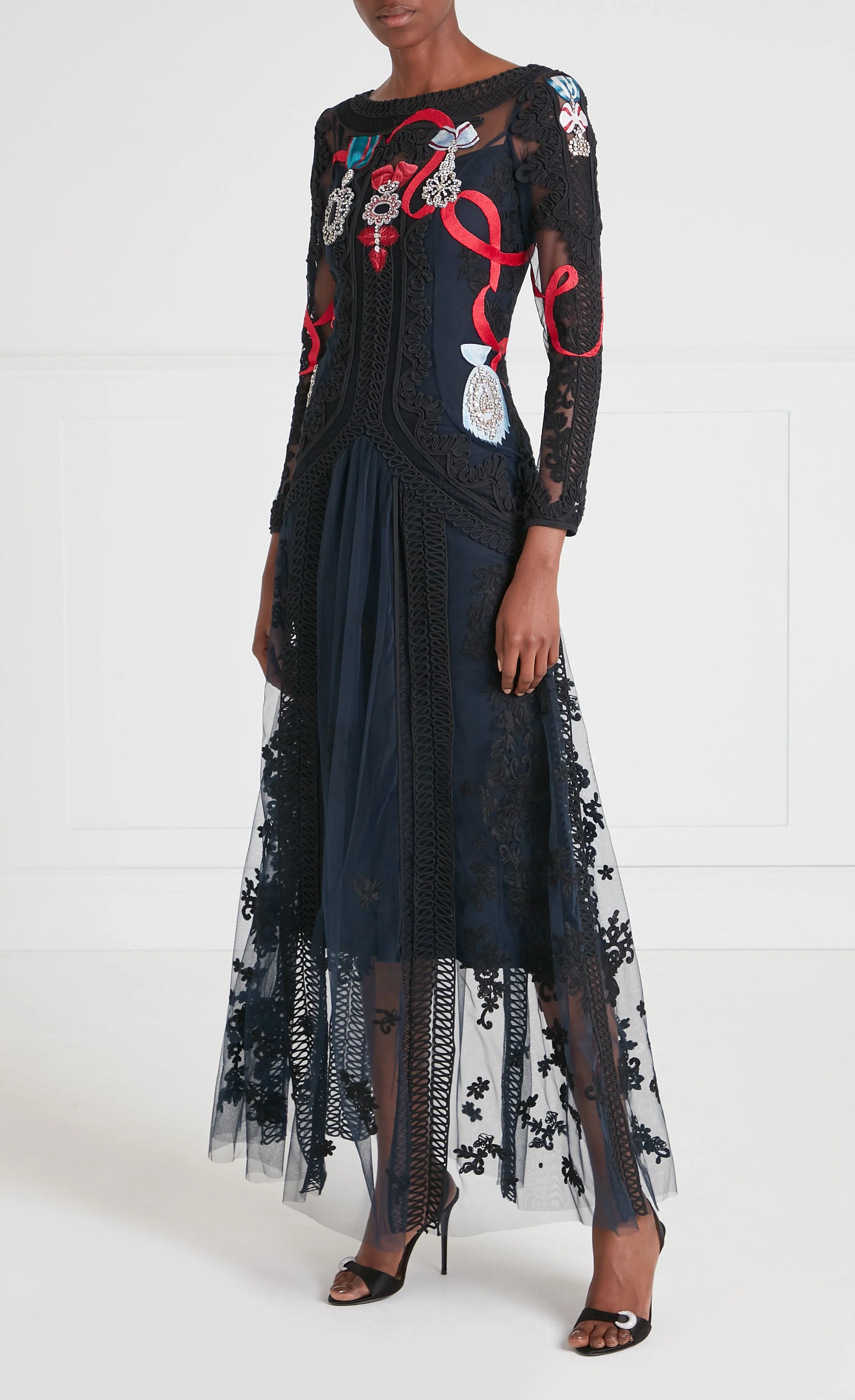 Diamantine Tattoo Dress - Navy - Image 3