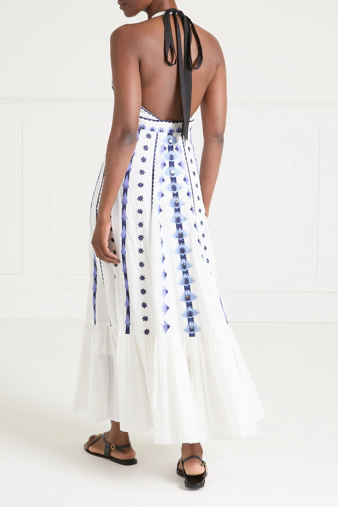 Edith Halter Dress - White & Blue - Image 4