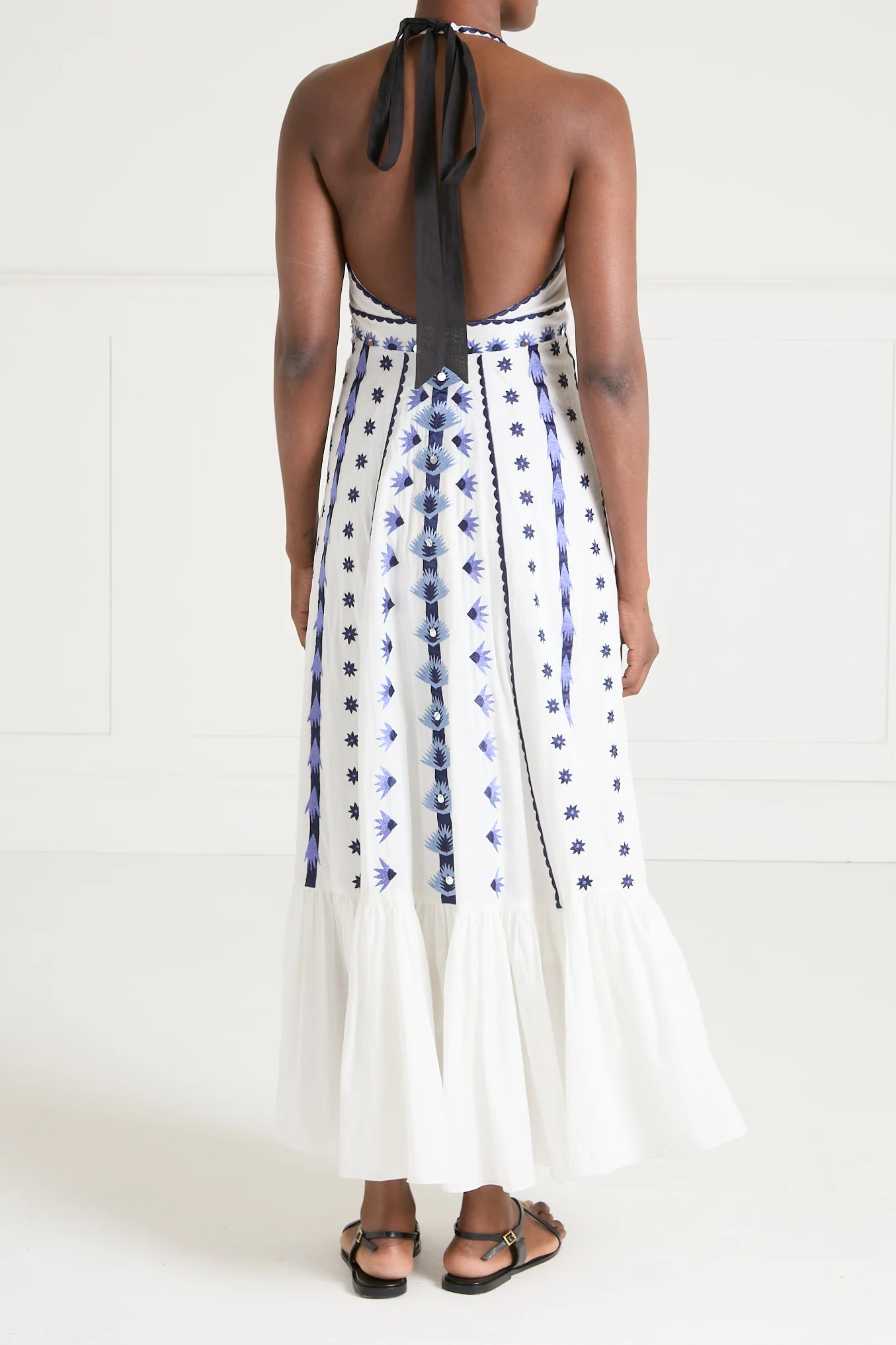 Edith Halter Dress - White & Blue - Image 5