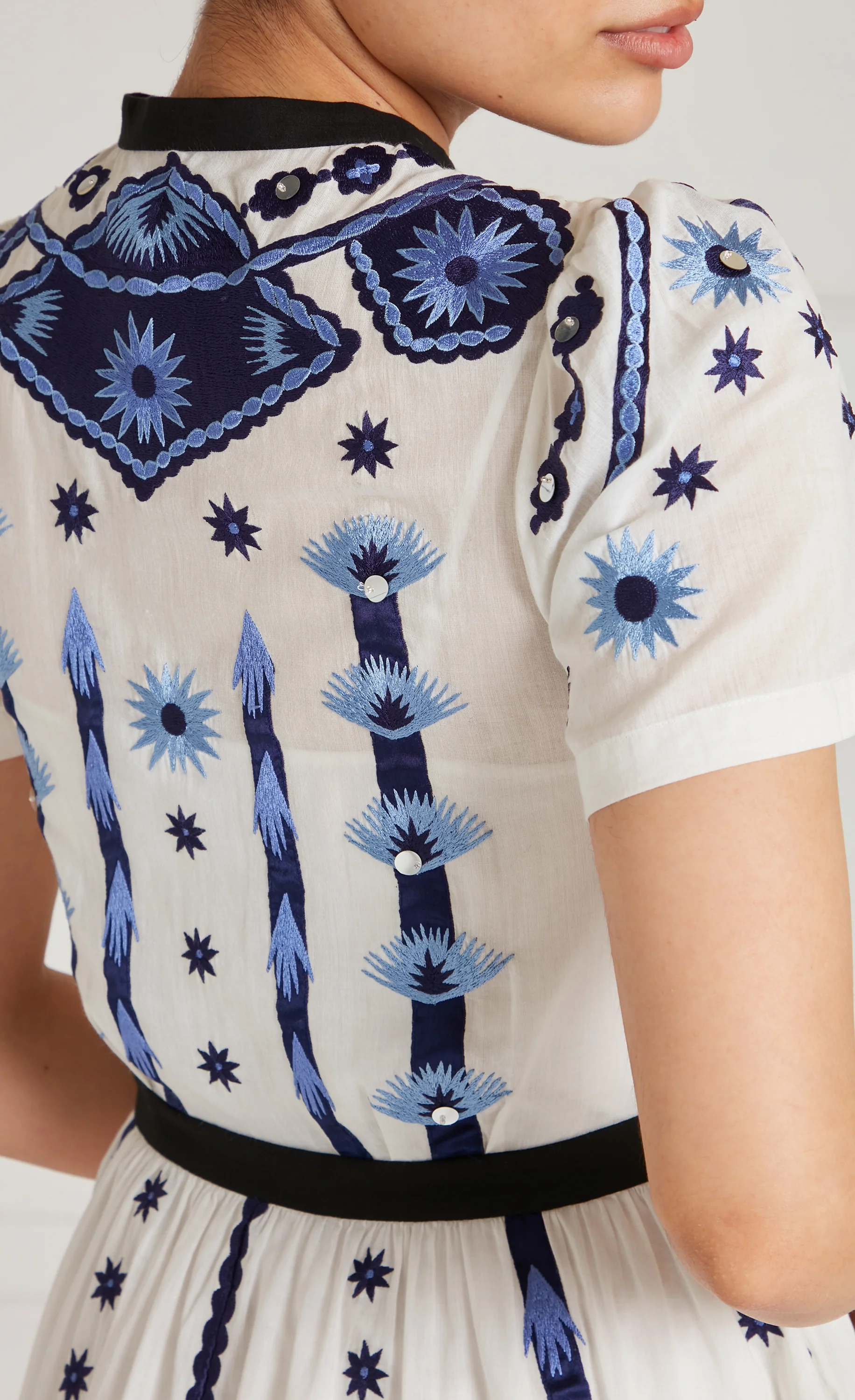 Edith Shirt Dress - White & Blue - Image 10