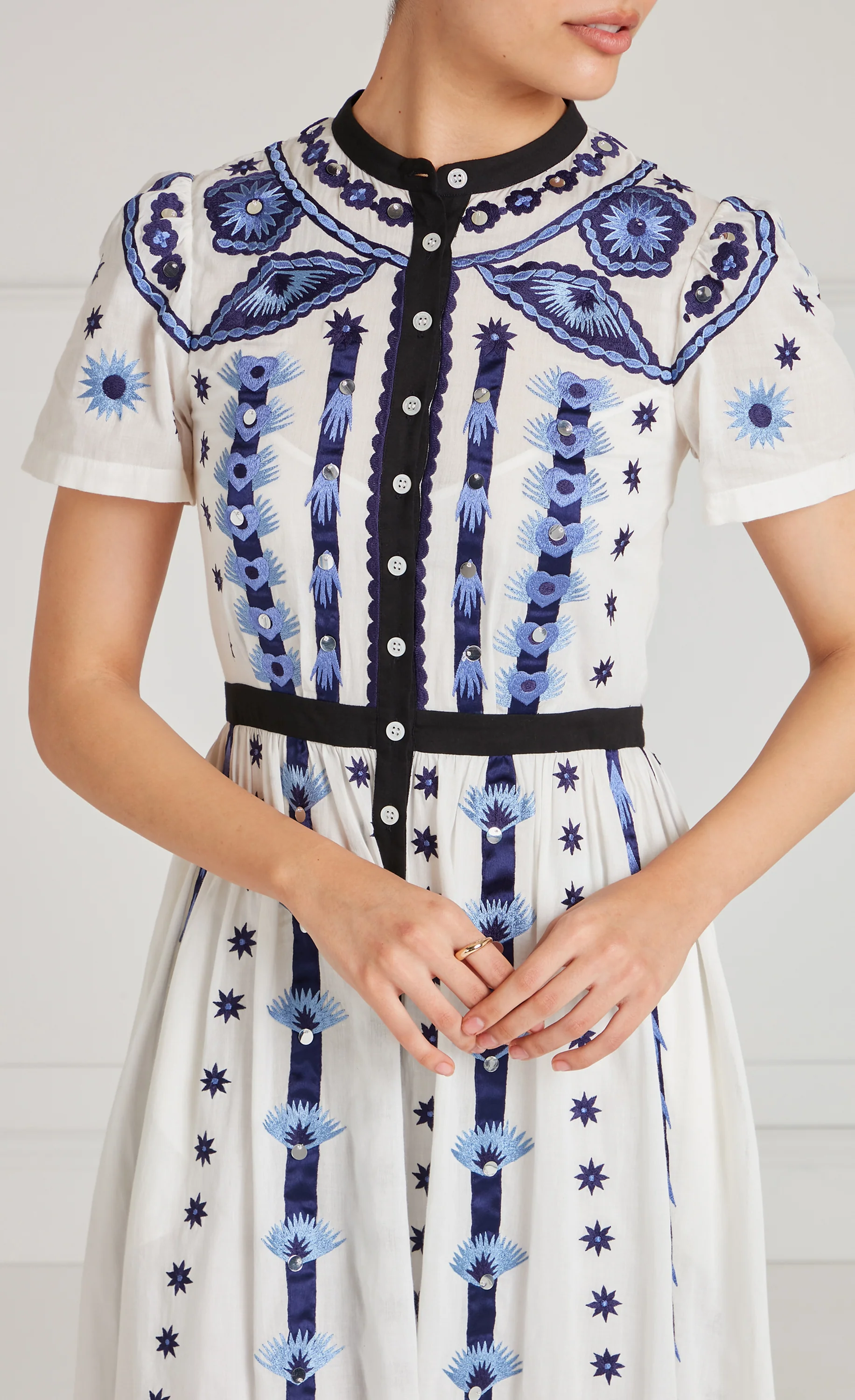 Edith Shirt Dress - White & Blue - Image 6