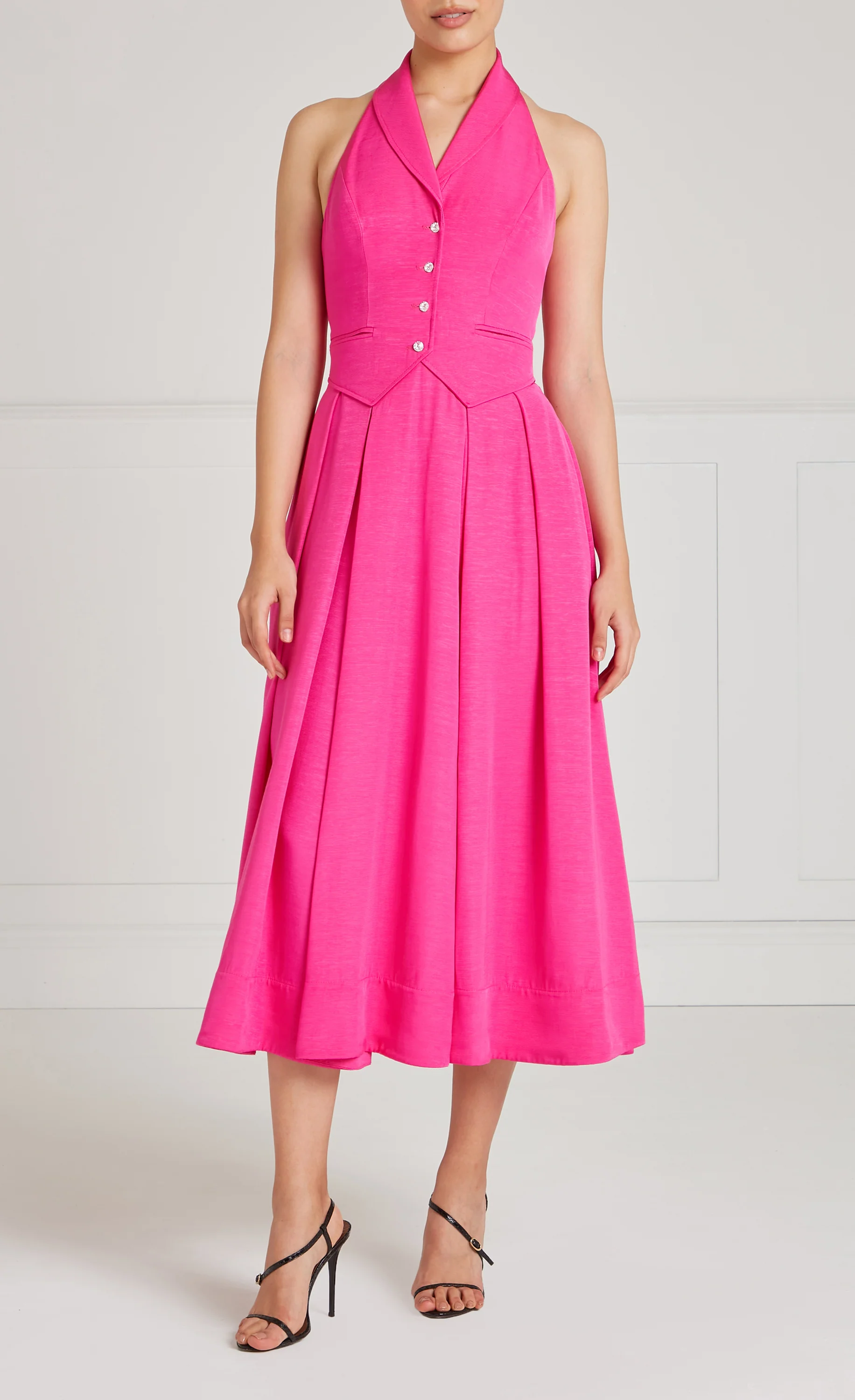 Elodie Halter Dress - Fuchsia Pink - Image 3
