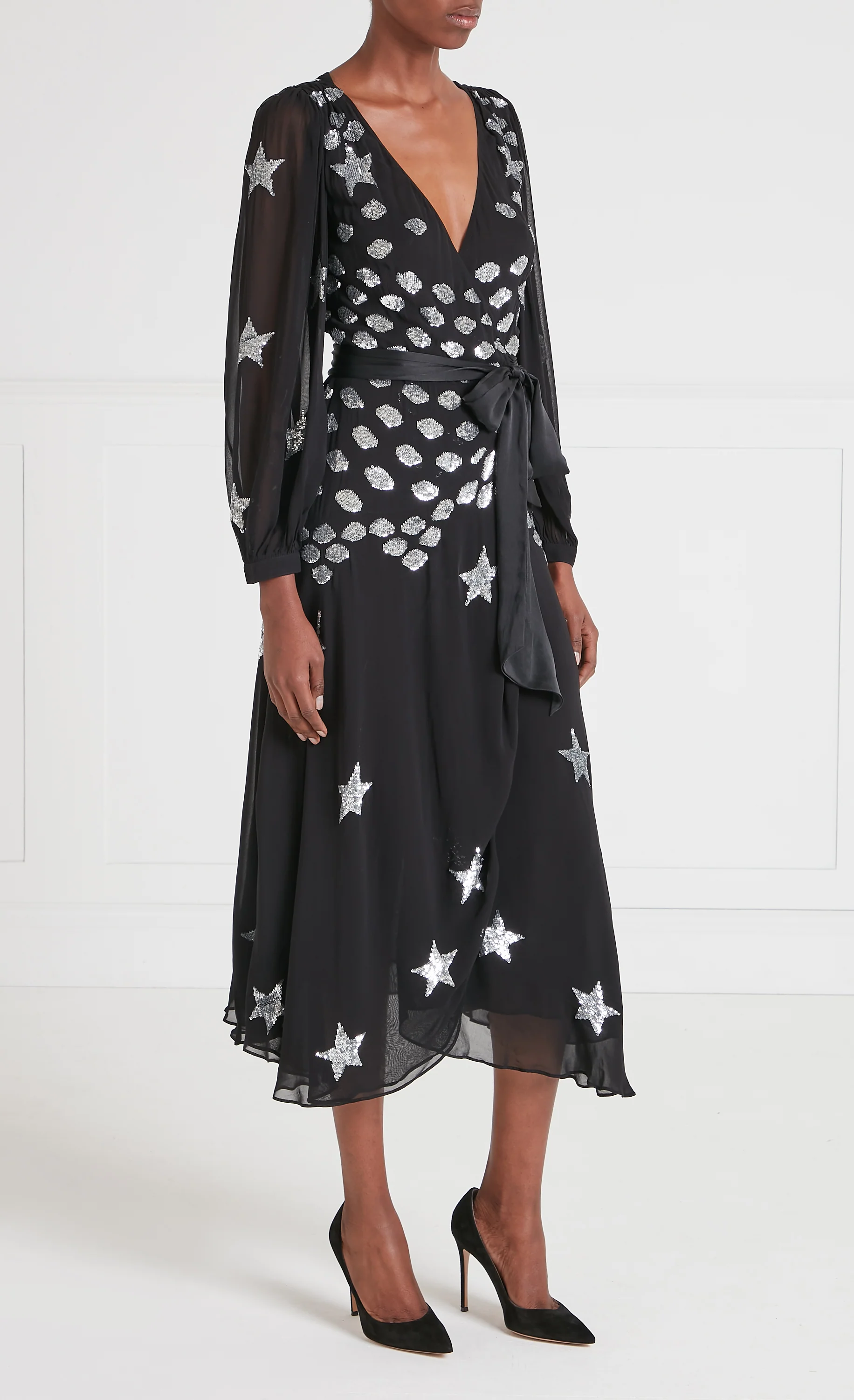 Etoile Wrap Dress - Black Mix - Image 2