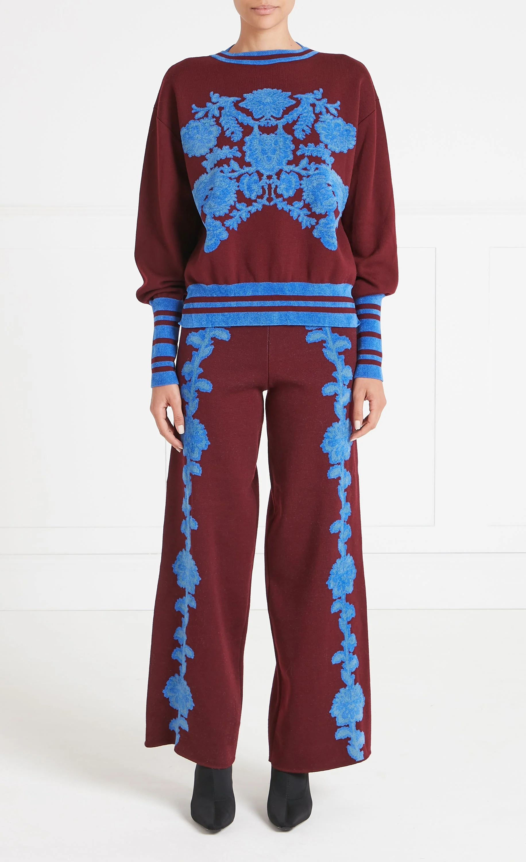 Floral Knit Trousers - Dark Amethyst - Image 6