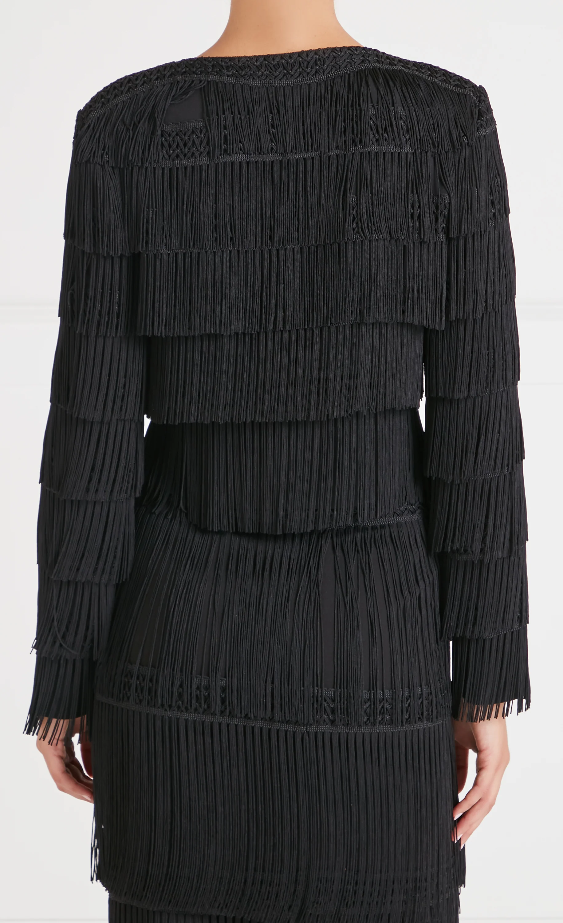 Fringe Cropped Jacket - Black - Image 3