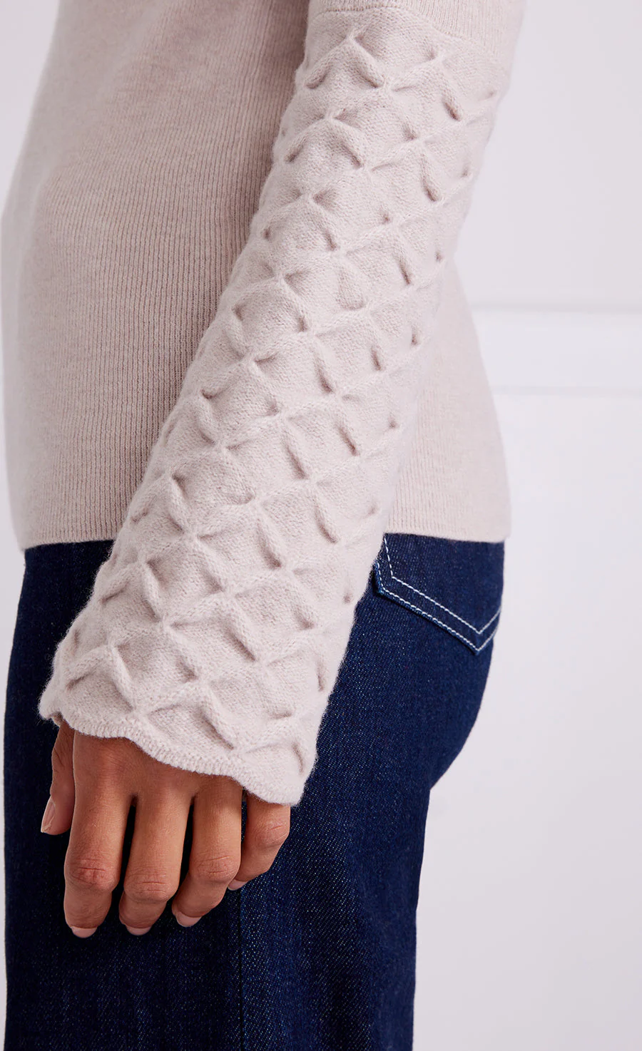 Honeycomb Knit Jumper - Buttermilk - Image 6