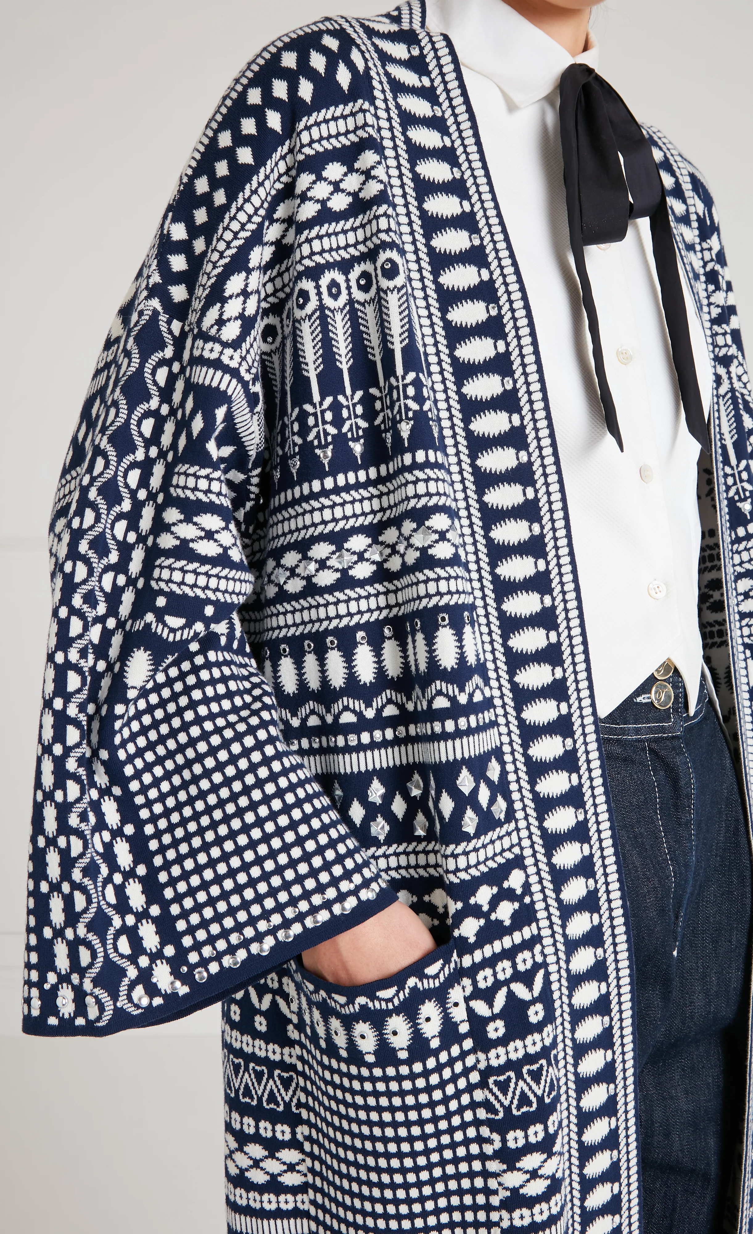 Tlalli Knit Coat - Navy Silver - Image 6