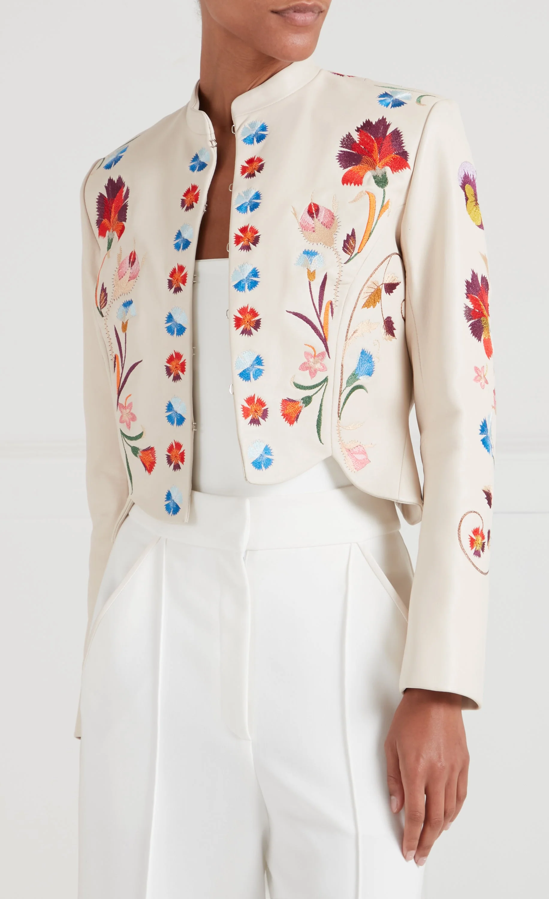 Toledo Fitted Leather Jacket - Ivory - Image 4