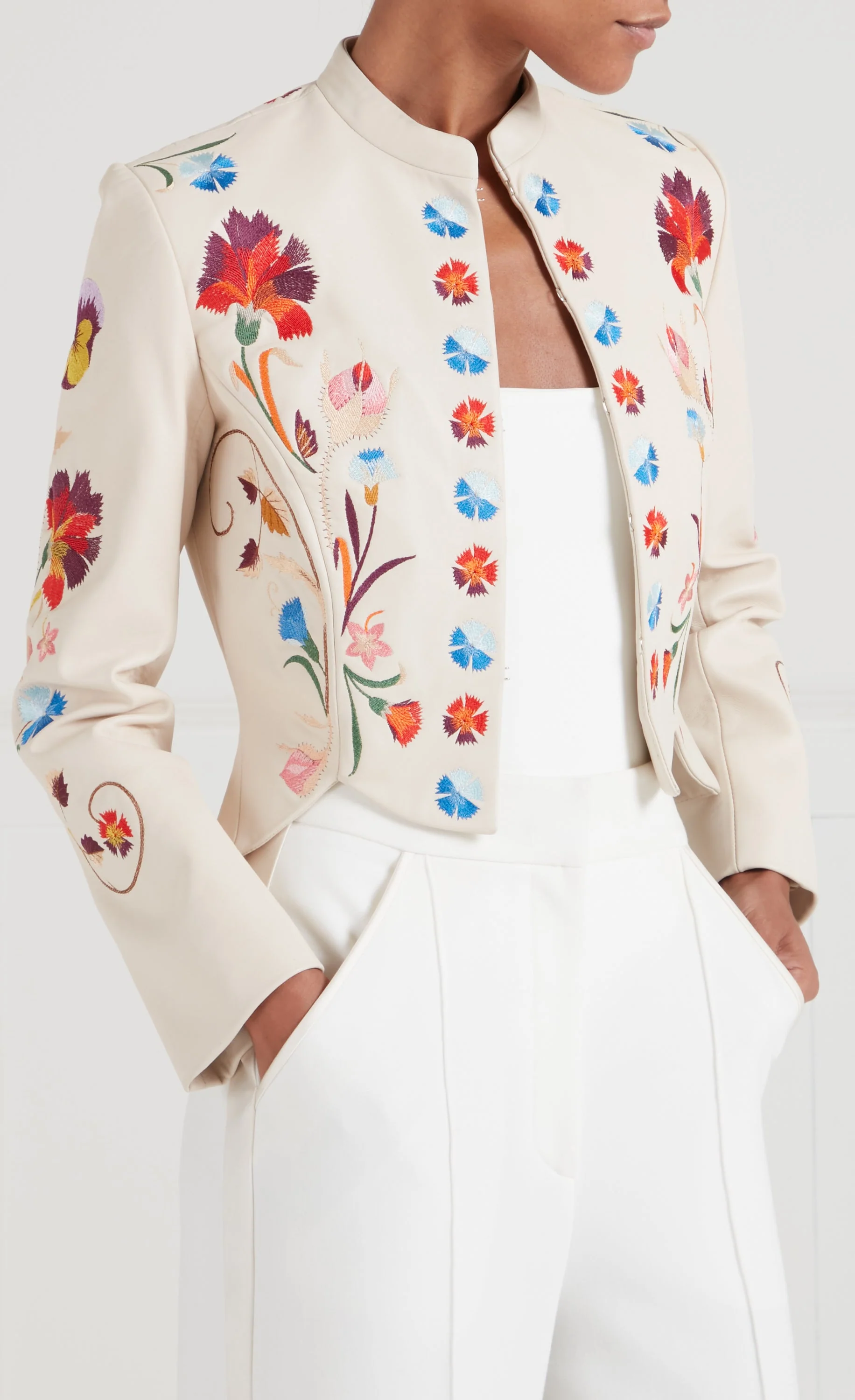 Toledo Fitted Leather Jacket - Ivory - Image 5