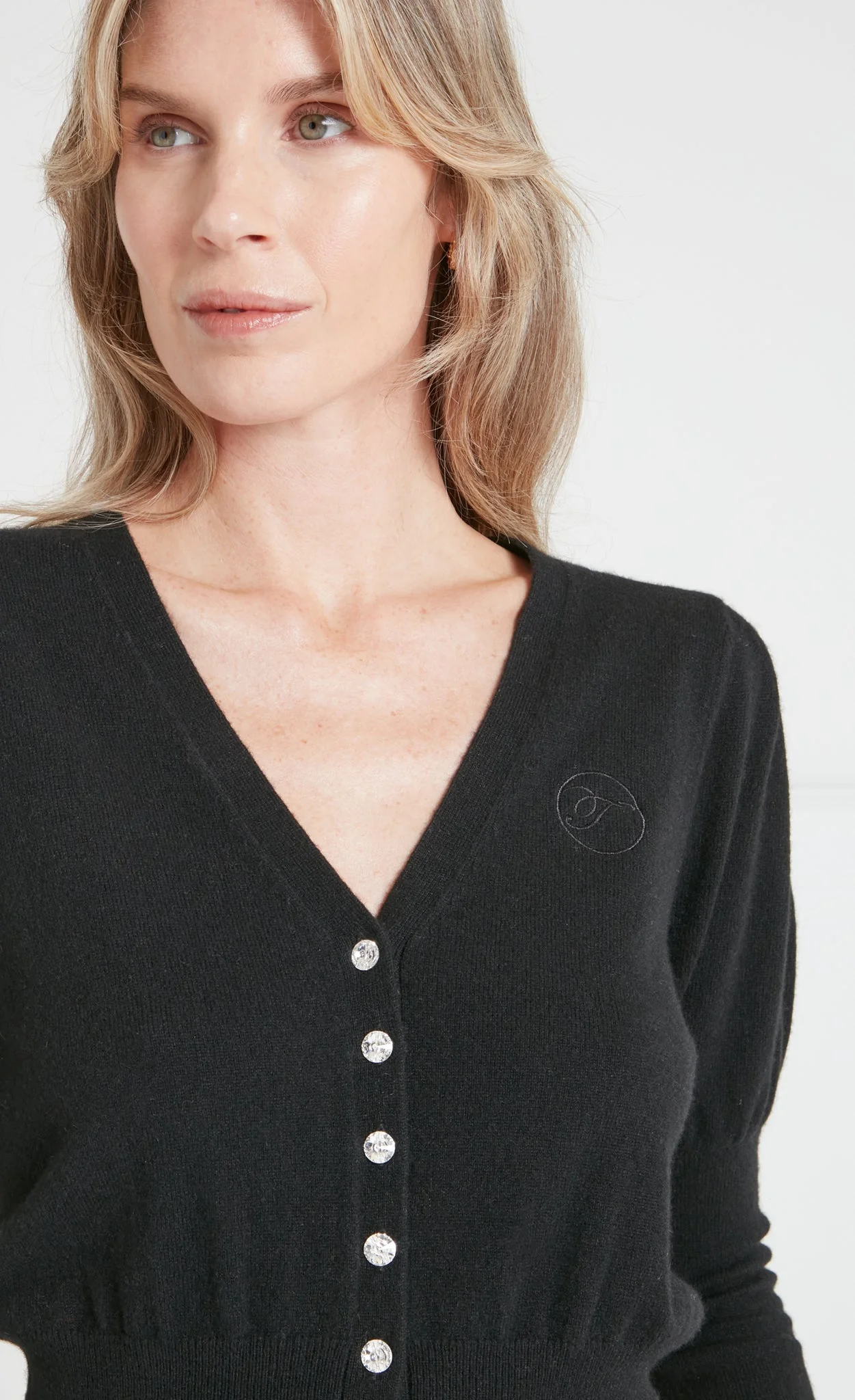 Tonal T-Logo Cardigan - Black - Image 4